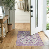 Traditional Persian Purple Peony Floral Persian Area Rug