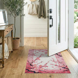 Pink Pink Cherry Blossom Framed Area Rug