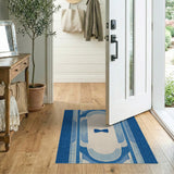 Blue Teal Arch Bow Geometric Rug