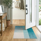 Ombre Blue Teal Vertical Stripe Area Rug