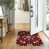 Red Snowflake Gold Stars Area Rug