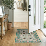 Butterfly Meadow Green Border Area Rug