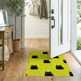 Playful Black Cats Yellow Polka Dot Area Rug