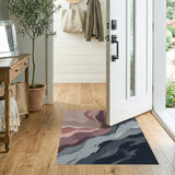 Blush Pink to Grey Abstract Wave Area Rug