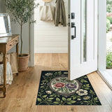 Vintage Floral Oval Frame Area Rug