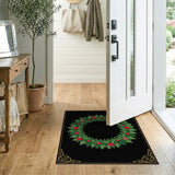Festive Holly Wreath Area Rug with Berries