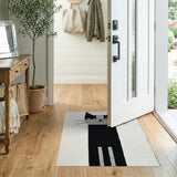 Black White Cartoon Cat Area Rug