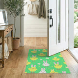 Cute Yellow Chicks White Bunnies Area Rug