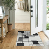 Abstract Grid Black White Geometric Rug