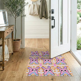 Kawaii Pink Bunny Rainbow Kids Area Rug