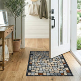 Grey Cobblestone Mosaic Area Rug