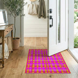 Vibrant Pink Yellow Plaid Area Rug