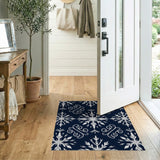 Geometric Modern Blue and Teal Navy Snowflake Geometric Area Rug