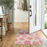 Pink Blush Pink Hibiscus Floral Area Rug