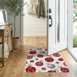 Festive Red Ornament Snowflake Area Rug