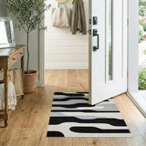 Modern Black White Abstract Area Rug