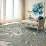 Green Marble Swirl Green Area Rug