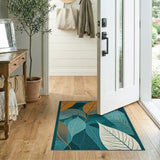 Teal and Orange Abstract Leaf Area Rug
