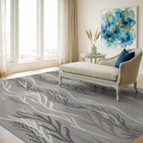 Grey Abstract Seaweed Area Rug