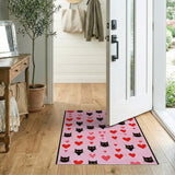 Cute Black Cats Hearts Pink Area Rug