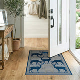 Navy Blue Deer Silhouette Area Rug
