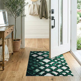 Green Arched Wave Geometric Area Rug