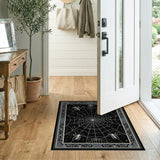 ODIKA Gothic Spider Web Washable Area Rug - Non-Slip Low Pile Spooky Home Decor