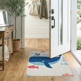 Whimsical Whale Colorful Fish Kids Area Rug
