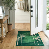 Emerald Green Palm Silhouette Coastal Rug