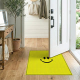 Kids Cartoon Yellow Cheerful Yellow Smiley Face Area Rug