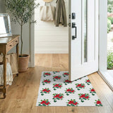 Red Berry Cluster Fruit Pattern Area Rug
