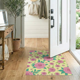 Pink Roses Floral Pattern Area Rug