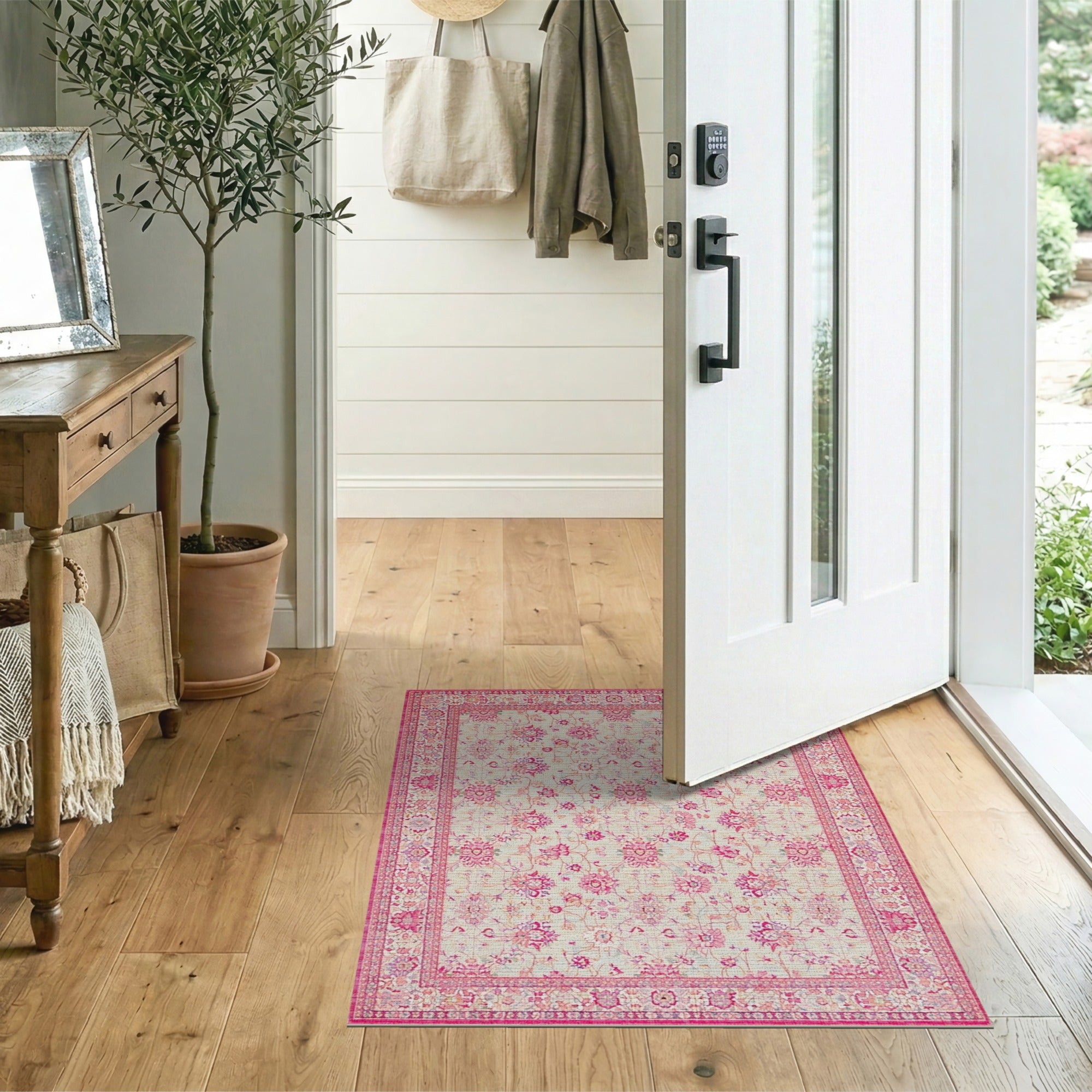 Pink Ornate Pink Floral Persian Rug