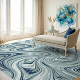 Abstract Area Swirl Blue Teal Swirl Abstract Area Rug