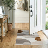 Abstract Wavy Layers Beige Area Rug