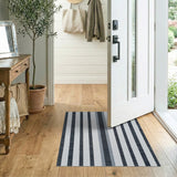 Bold Black White Vertical Stripe Black and White Rug