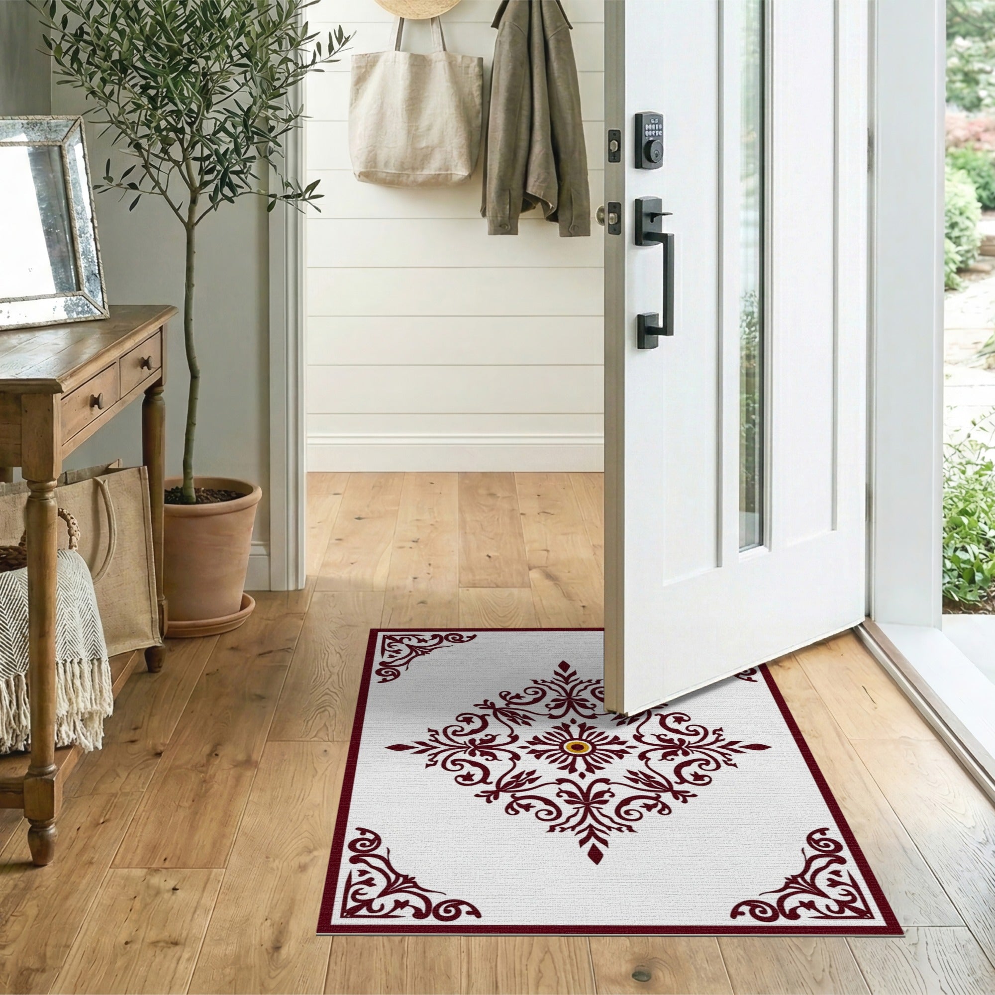 Ornate Maroon Medallion Persian Rug