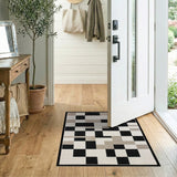 Modern Geometric Block Black White Area Rug