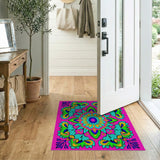 Multi-color and Patterns Vibrant Pink Boho Mandala Area Rug