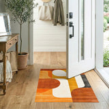 Warm Curved Geometric Orange Area Rug