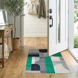 Modern Geometric Grey Green Area Rug