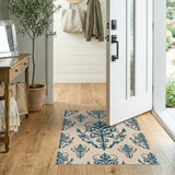 Elegant Blue Damask Floral Area Rug