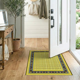 Vibrant Yellow Persian Border Area Rug