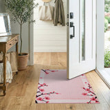 Pink Cherry Blossom Gingham Area Rug