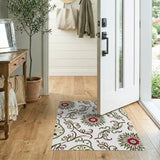 Red Sunburst Floral Vine Area Rug