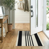 Black White Vertical Stripe Area Rug