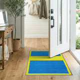 Bold Blue Yellow Geometric Geometric Modern Area Rug