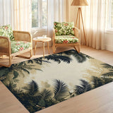 ODIKA Washable Tropical Palm Leaf Area Rug - Vintage Botanical Jungle Non-Slip Low Pile Rug