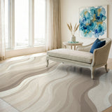 Beige Wavy Abstract No. 5 Area Rug