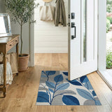 Blue Gray Leaf Abstract Area Rug